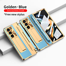 Load image into Gallery viewer, Luxury Leather Magnetic Bracket Shell Electroplated Phone Case For Samsung Galaxy Z Fold3/4/5 With Back Screen Glass
