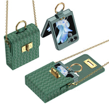 Load image into Gallery viewer, Luxury Leather Mini Phone Bag with Gold Chain For Samsung Galaxy Z Flip5
