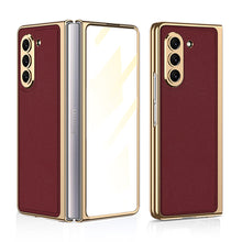 Load image into Gallery viewer, Electroplated Leather Cover with Film for Samsung Galaxy Z Fold5 / Fold4 / Fold3 / Fold2
