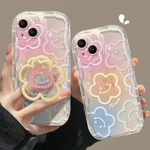 Load image into Gallery viewer, Ins Hot Smiling Face Flower Holder iPhone Case
