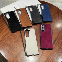 Load image into Gallery viewer, Suede Plain Genuine Leather Solid Color Ultra-Thin Phone Case For Samsung Galaxy Z Fold4 Fold5
