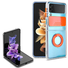 Load image into Gallery viewer, Fashion Lens Slide Protective Cover With Ring Holder For Samsung Galaxy Z Flip 3 5G pphonecover
