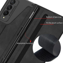 Load image into Gallery viewer, Leather Pen Holder Armor Back Case For Samsung Galaxy Z Fold3 Fold4 5G pphonecover
