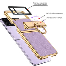 Load image into Gallery viewer, Electroplated Leather Magnetic Hinge Phone Case For Samsung Galaxy Z Flip4 Flip3 5G pphonecover
