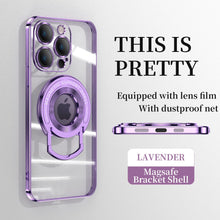 Load image into Gallery viewer, Magnetic Suction Bracket Electroplated Clear Protective Phone Case For iPhone
