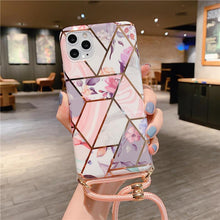 Load image into Gallery viewer, 2021 Luxury Electroplating Flower Pattern Lanyard Case For iPhone pphonecover
