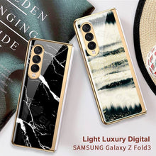 Load image into Gallery viewer, Natural Marble Glass Case For Samsung Galaxy Z Fold 3 5G pphonecover
