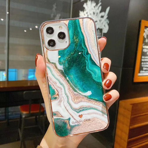 Glitter Gradient Marble Texture Phone Case For iPhone 11 12 11Pro Max XR XS Max X 7 8 Plus 11Pro 12 Shockproof Bumper Back Cover pphonecover