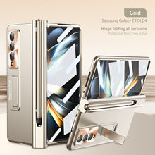 Load image into Gallery viewer, Magnetic Hinge Pen Slot Electroplated Lens Protection Folding Phone Case For Samsung Galaxy Fold5 Fold4 Fold3
