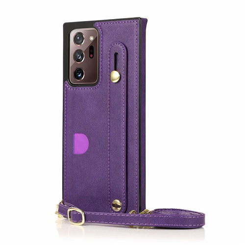 Luxury Brand Leather Stand Holder Square Case For Samsung Galaxy S21 S20 S10 Ultra Plus FE Note20 10 A71 A51 Cover pphonecover