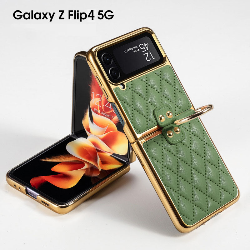 Luxury Leather Electroplating Diamond Protective Cover For Samsung Galaxy Z Flip 4 5G pphonecover