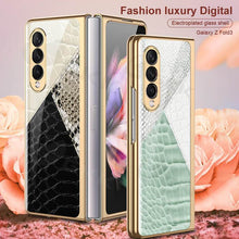 Load image into Gallery viewer, Python Leopard Print Tempered Glass Case for Samsung Galaxy Z Fold 3 5G pphonecover
