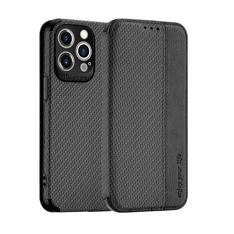 Flip Cover Fiber Pattern Camera All-inclusive Protective Case For iPhone pphonecover