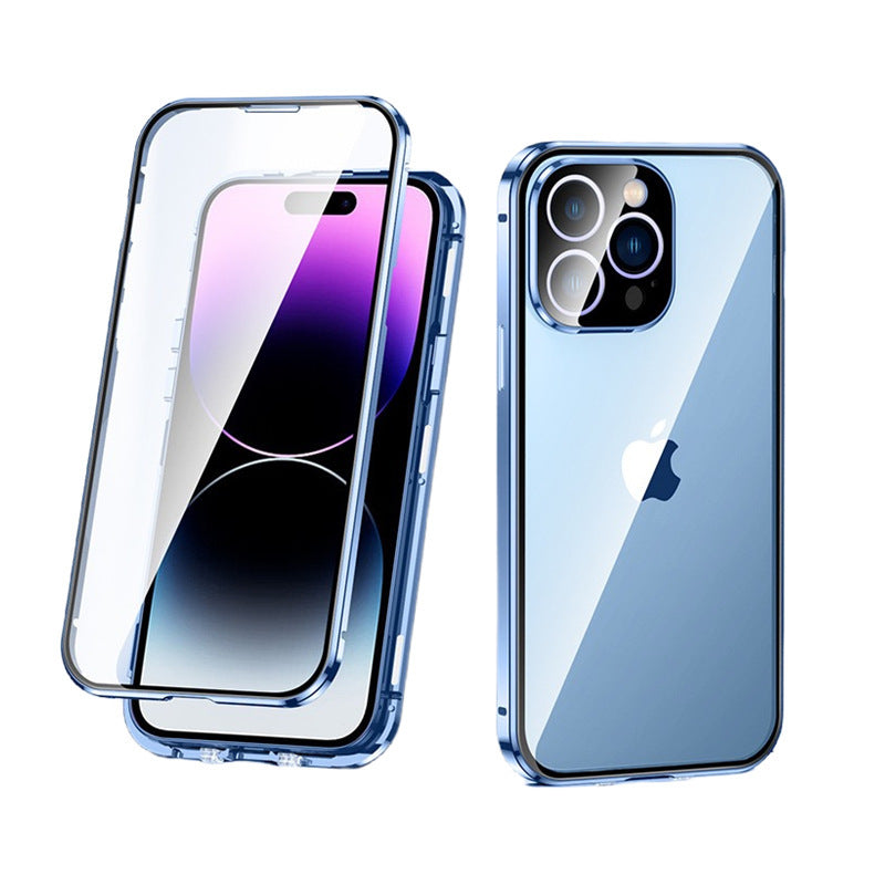 Magnetic Double-Sided Protection Aluminum Frame Anti-Peep Tempered Glass iPhone Case pphonecover
