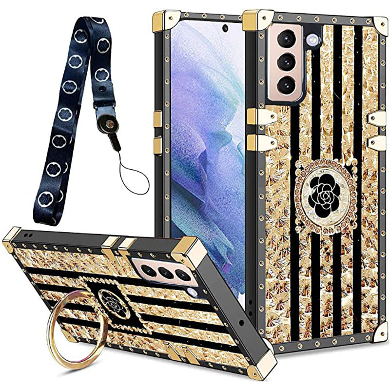 2021 Luxury Brand Square Diamond Rivet Crystal Protective Retro Shockproof Cover for iPhone&Samsung pphonecover