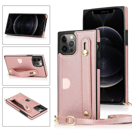 2021 Luxury Brand Leather Stand Holder Square Case For iPhone 12 Pro Max Mini 11 XS XR 6 7 8 Plus SE 2020 Cover pphonecover