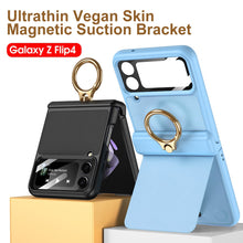 Load image into Gallery viewer, Magnetic Hinge Ring Bracket Leather Case For Samsung Galaxy Z Flip4 5G pphonecover
