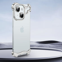 Load image into Gallery viewer, Frameless Aluminum Alloy Metal Corner Pad Anti-Fall Phone Case With Lens Protective Film For iPhone
