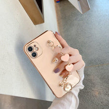 Load image into Gallery viewer, 2021 Luxury Plating Heart Fabric Bracelet Hand Holder Cover for iPhone pphonecover
