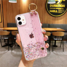 Load image into Gallery viewer, Bling Glitter Wrist Strap Phone Case For iPhone 12 11 Pro Max XR XS Max X 7 8 6S 6 Plus 12Mini 11Pro Soft Transparent Back Cover pphonecover
