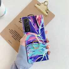 Load image into Gallery viewer, 2021 Laser Marble Pattern Ring Holder Protective Cover For Samsung S21 S20 S10 A72 A52 A42 A32 pphonecover
