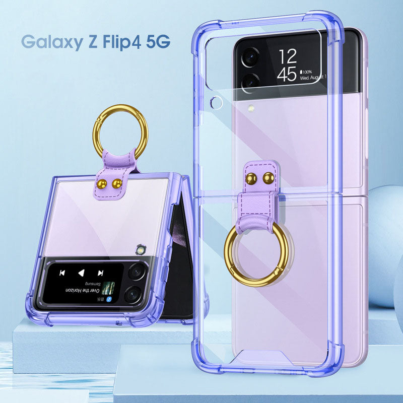 NEWEST Transparents Airbag Ring Holder Anti-knock Protection Cover For Samsung Galaxy Z Flip4 Flip3 5G pphonecover