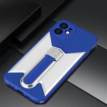Load image into Gallery viewer, Metal Kickstand Shockproof Case For iPhone Soft TPU Hard PC Straight Edge Back Cover Anti-scratch Fundas
