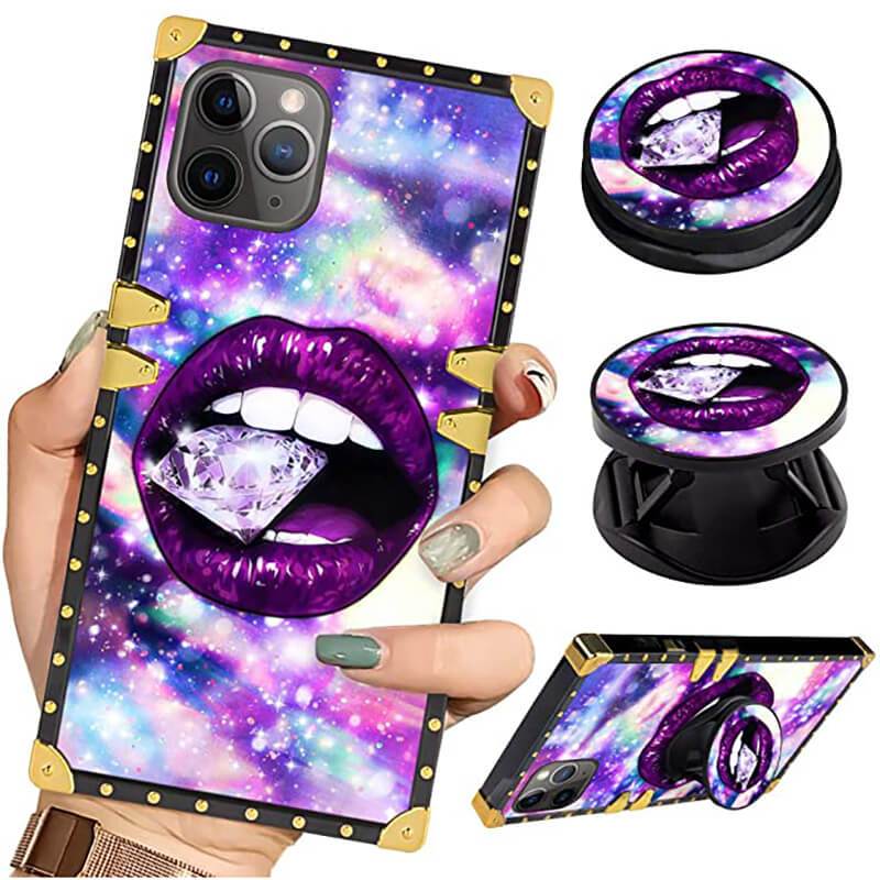 2021 Luxury Retro Elegant Square Phone Case With Popsocket For iPhone and Samsung pphonecover