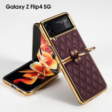 Load image into Gallery viewer, Luxury Leather Electroplating Diamond Protective Cover For Samsung Galaxy Z Flip 4 5G pphonecover

