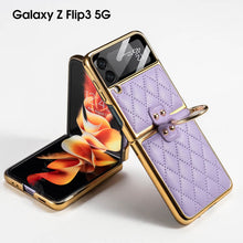 Load image into Gallery viewer, Luxury Leather Electroplating Diamond Protective Cover For Samsung Galaxy Z Flip 3 5G pphonecover
