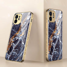 Load image into Gallery viewer, 2021 Luxury Marble Plating Anti-knock Carving Edge Protection Tempered Glass Case For iPhone pphonecover
