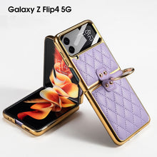 Load image into Gallery viewer, Luxury Leather Electroplating Diamond Protective Cover For Samsung Galaxy Z Flip4 Flip3 5G pphonecover
