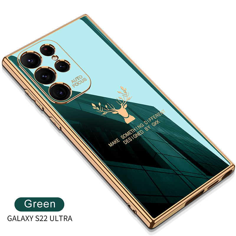 2022 Luxury Deer Pattern Camera All-inclusive Electroplating Process Soft Case For Samsung Galaxy S22 Ultra Plus pphonecover