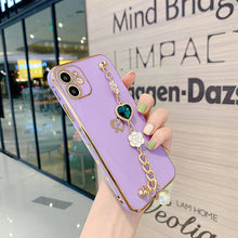 Load image into Gallery viewer, 2021 Luxury Electroplated Gold Plating Camellia Crystal Bracelet Case For iPhone 12 Pro Max 11 XS XR 7 8 Plus Cover pphonecover
