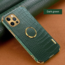 Load image into Gallery viewer, Crocodile Leather Ring Holder Case For iPhone pphonecover
