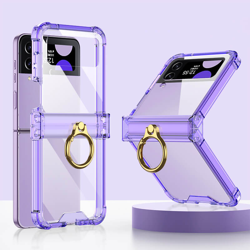Soft Clear Airbag Ring Hinge Phone Case For Samsung Galaxy Z Flip4 Flip3 5G pphonecover