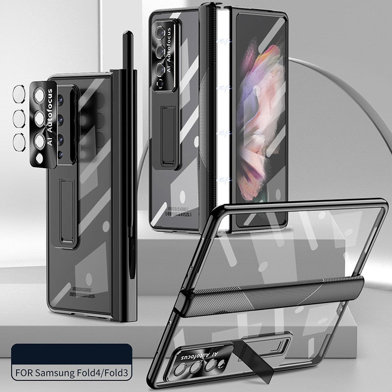 Magnetic Hinge Case For Samsung Galaxy Z Fold4 5G Luxury Transparent Case For Samsung Z Fold4 pphonecover