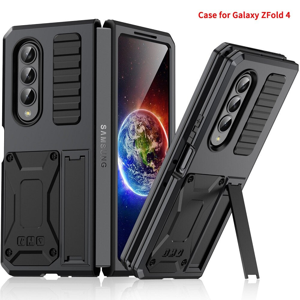 Samsung Galaxy Z Fold4 5G Case Aluminum Alloy Metal Heavy Duty Protection Stand Back Cover for Samsung Z Fold4 Capa pphonecover