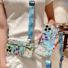 Load image into Gallery viewer, Purple Oil Painting Flower Wristband Holder With Lanyard Samsung Case
