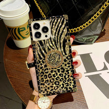 Load image into Gallery viewer, 2021 Luxury Leopard Pattern Stripe Glitter Gold Square Case For iPhone pphonecover
