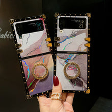Load image into Gallery viewer, Luxury Laser Marble Pattern Ring Holder Protective Case For Samsung Galaxy Z Flip4 Flip3 5G pphonecover
