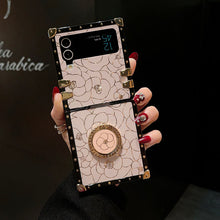Load image into Gallery viewer, Luxury Brand Camellia Gold Plating Square Case For Samsung Galaxy Z Flip4 Flip3 5G pphonecover
