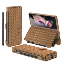 Load image into Gallery viewer, Luxury Braided Leather Cover With Pen Slot For Samsung Galaxy Z Fold 3 5G pphonecover

