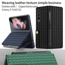 Load image into Gallery viewer, Luxury Braided Leather Cover With Pen Slot For Samsung Galaxy Z Fold 3 5G pphonecover
