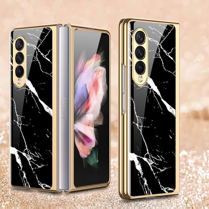Natural Marble Glass Case For Samsung Galaxy Z Fold 3 5G pphonecover