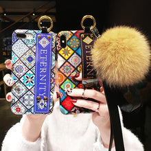 Load image into Gallery viewer, Luxury Wristband Bohemia Foxfur Ball Phone Case For iPhone - hotbuyy

