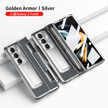 Load image into Gallery viewer, Electroplated Clear PC Galaxy Z Fold5 Case with Front Screen Protector &amp; Flat Hinge &amp; Hidden Stand And Pen Slot and Free Stylus
