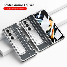 Load image into Gallery viewer, Plated Transparent Galaxy Z Fold5 Case with Front Screen Protector &amp; Flat Hinge Protection &amp; Kick-Stand
