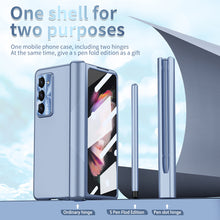 Load image into Gallery viewer, Electroplated Folding Case For Galaxy Z Fold5 With Double Hinge Protector and Free Stylus
