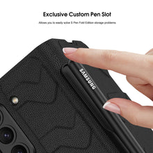 Load image into Gallery viewer, Samsung Galaxy Z Fold 5 Mobile Phone Case Fashion Warrior Flip Leather Case Film Velcro Pen Slot Case
